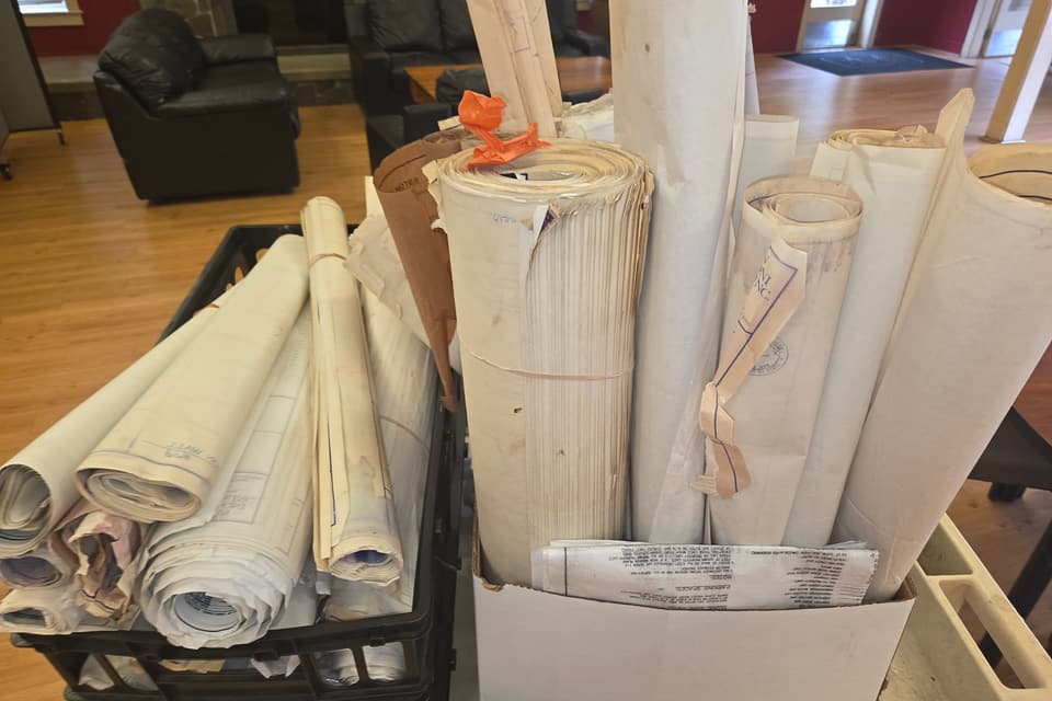 Rolled construction drawings
